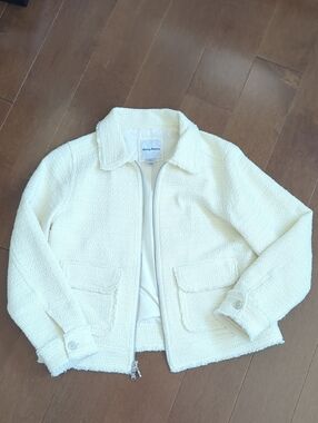 Cotton Bouclé Full-Zip Bomber Jacket Small NWOT